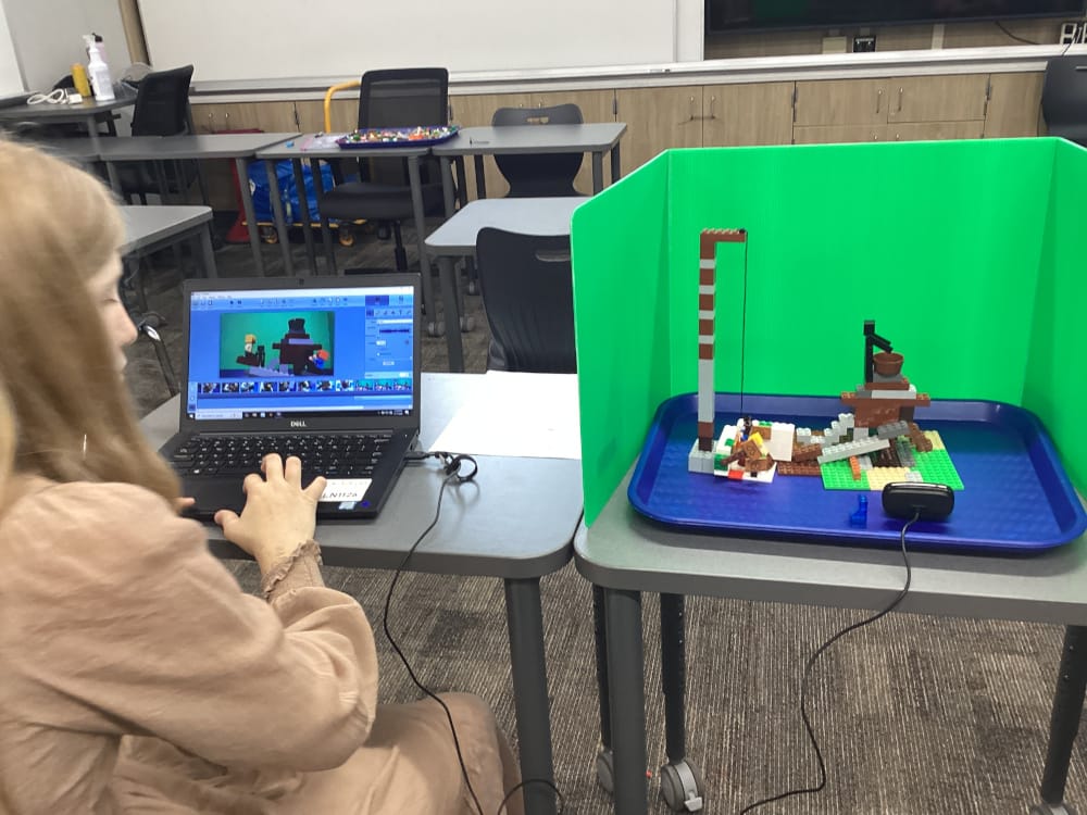 Student creating a Lego Minecraft animation video in a ELOP afterschool class.
